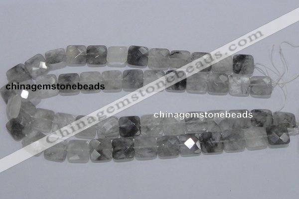 CCQ200 15.5 inches 15*15mm faceted square cloudy quartz beads