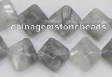 CCQ209 15.5 inches 12*12mm faceted diamond cloudy quartz beads