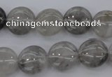 CCQ258 15.5 inches 14mm flat round cloudy quartz beads