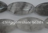CCQ266 15.5 inches 15*30mm faceted oval cloudy quartz beads
