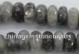 CCQ285 15.5 inches 8*16mm faceted rondelle cloudy quartz beads