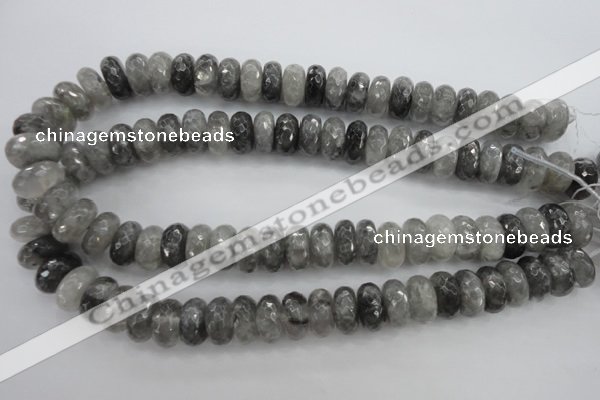 CCQ285 15.5 inches 8*16mm faceted rondelle cloudy quartz beads