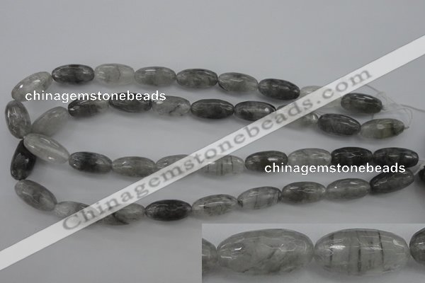 CCQ292 15.5 inches 10*20mm faceted rice cloudy quartz beads