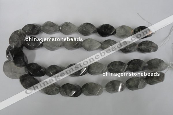 CCQ360 15.5 inches 15*25mm twisted rice cloudy quartz beads wholesale