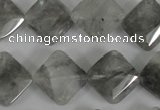 CCQ485 15.5 inches 15*15mm faceted diamond cloudy quartz beads