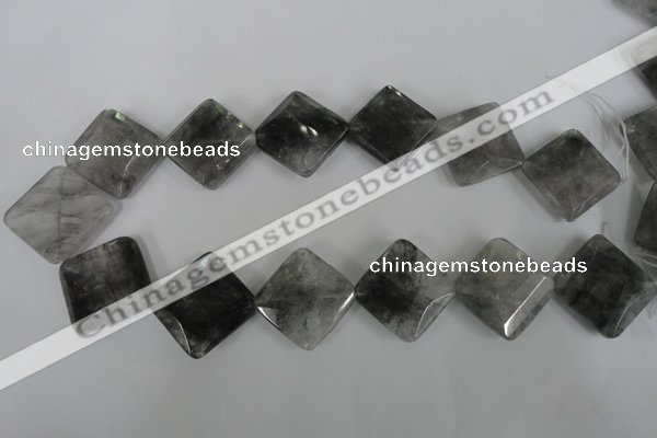 CCQ488 15.5 inches 25*25mm faceted diamond cloudy quartz beads