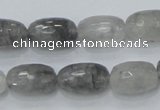CCQ99 15.5 inches 10*16mm faceted egg-shaped cloudy quartz beads