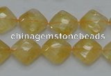 CCR17 15.5 inches 12*12mm faceted diamond natural citrine gemstone beads