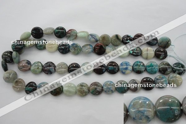 CCS39 15.5 inches 14mm flat round natural chrysocolla gemstone beads
