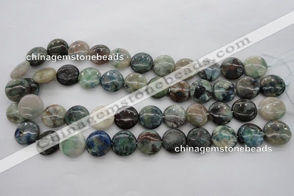 CCS40 15.5 inches 16mm flat round natural chrysocolla gemstone beads