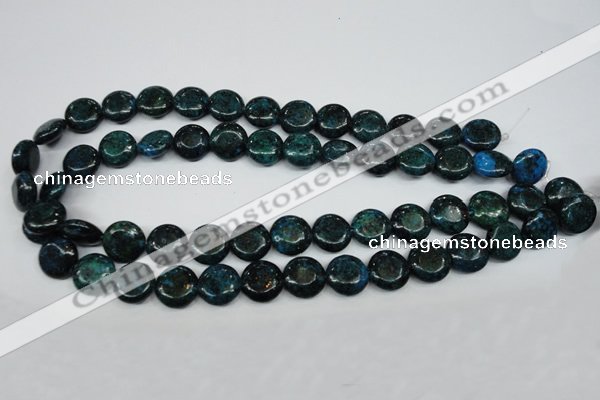 CCS434 15.5 inches 14mm flat round dyed chrysocolla gemstone beads