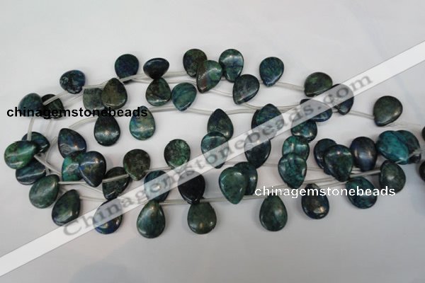 CCS92 Top-drilled 15*20mm flat teardrop dyed chrysocolla gemstone beads