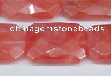 CCY166 15.5 inches 20*30mm faceted rectangle cherry quartz beads