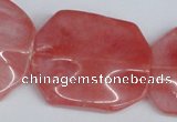 CCY167 15.5 inches 30*40mm wavy rectangle cherry quartz beads