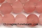 CCY672 15 inches 8mm round matte cherry quartz beads