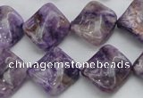 CDA320 15.5 inches 15*15mm twisted diamond dyed dogtooth amethyst beads