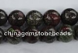 CDB254 15.5 inches 14mm round natural dragon blood jasper beads