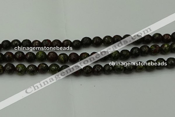 CDB312 15.5 inches 8mm faceted round dragon blood jasper beads