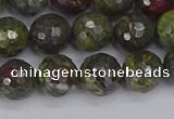 CDB323 15.5 inches 10mm faceted round dragon blood jasper beads