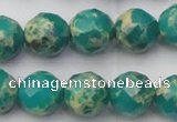 CDE2175 15.5 inches 16mm faceted round dyed sea sediment jasper beads