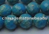 CDE2549 15.5 inches 14mm faceted round dyed sea sediment jasper beads