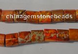 CDI737 15.5 inches 8*8mm tube dyed imperial jasper beads