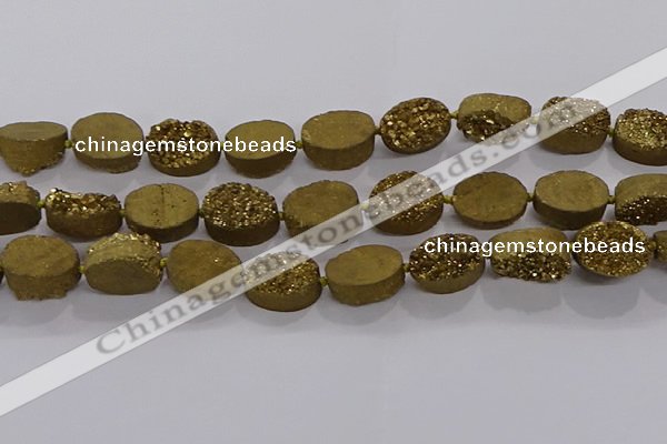 CDQ712 8 inches 13*18mm oval druzy quartz beads wholesale