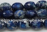 CDT49 15.5 inches 12*15mm faceted egg-shaped dyed aqua terra jasper beads