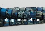 CDT52 15.5 inches 6*6mm cube dyed aqua terra jasper beads wholesale