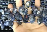 CDU222 Top drilled 10*14mm faceted briolette dumortierite beads
