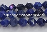 CDU336 15.5 inches 6mm faceted nuggets blue dumortierite beads