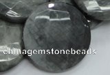 CEE41 15.5 inches 40mm faceted coin eagle eye jasper beads wholesale