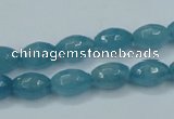 CEQ71 15.5 inches 8*12mm faceted rice blue sponge quartz beads