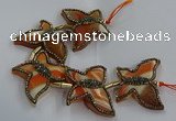 CFG1201 7.5 inches 35*45mm carved butterfly agate gemstone beads
