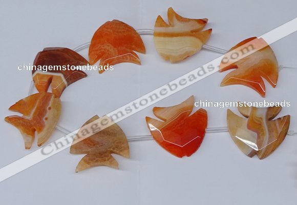 CFG1255 15.5 inches 38*42mm - 42*45mm carved fish agate beads