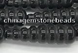 CFG1534 15.5 inches 10*35mm carved teardrop black agate beads