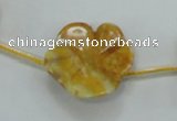 CFG17 15.5 inches 24mm carved flower yellow crazy lace agate beads