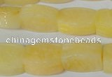 CFG547 15.5 inches 15*20mm carved brick yellow jade beads