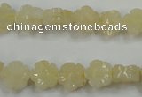 CFG880 15.5 inches 10mm carved flower yellow jade gemstone beads