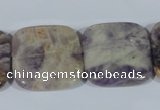 CFJ19 15.5 inches 30*30mm square natural purple flower stone beads