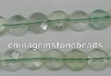CFL132 15.5 inches 10mm faceted coin green fluorite beads