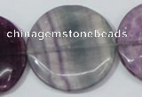 CFL170 15.5 inches 35mm flat round natural fluorite beads wholesale