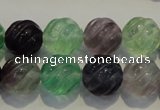 CFL458 15.5 inches 14mm carved round natural fluorite beads