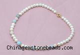 CFN502 Potato white freshwater pearl & morganite necklace, 16 - 24 inches