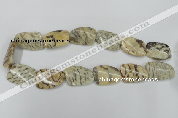 CFS206 22*30mm twisted rectangle natural feldspar gemstone beads