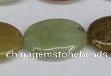 CFW131 15.5 inches 22*30mm flat oval flower jade gemstone beads