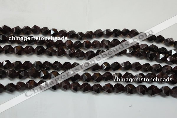 CGA451 15.5 inches 8mm faceted nuggets natural red garnet beads