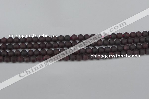 CGA671 15.5 inches 6mm round matte red garnet beads wholesale