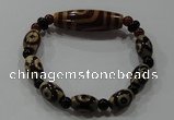 CGB102 Tibetan agate dZi beads & red agate beads stretchy bracelet