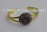 CGB2032 25mm coin plated druzy agate bangles wholesale